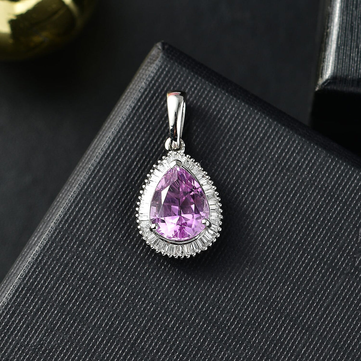 Superfind - 950 Platinum AAAA Patroke Kunzite White Diamond (VS-E-F) Pear Pendant 4.93 Ct. 7986968 2