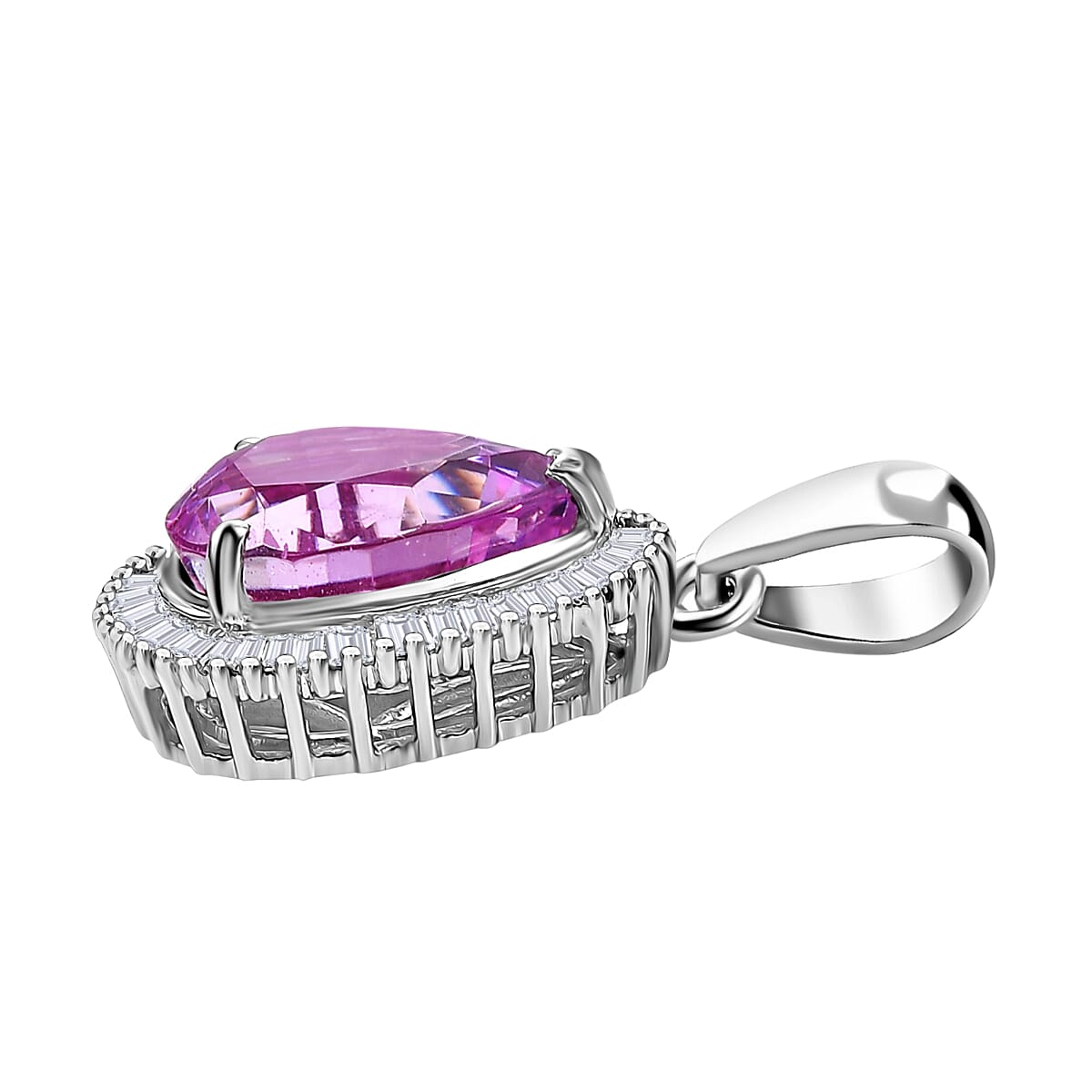 Superfind - 950 Platinum AAAA Patroke Kunzite White Diamond (VS-E-F) Pear Pendant 4.93 Ct. 7986968 3