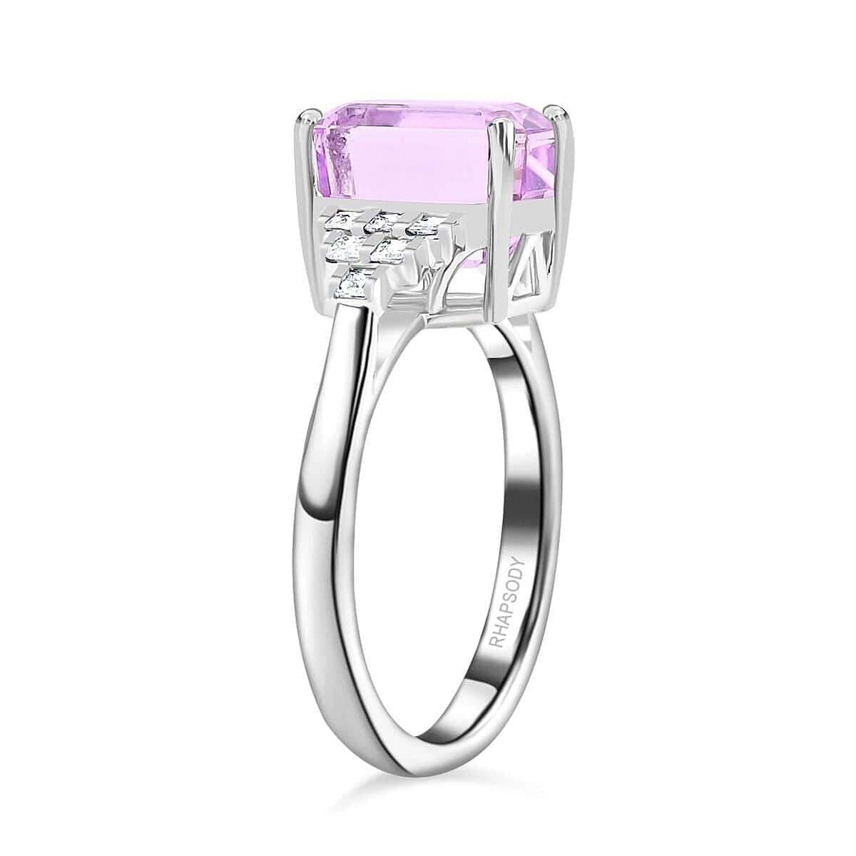 950 Platinum  AAAA  Patroke Kunzite   White Diamond  VS Ring 4.85 pc,  Platinum Wt. 6.6 Gms  4.850  Ct. 7953835 3