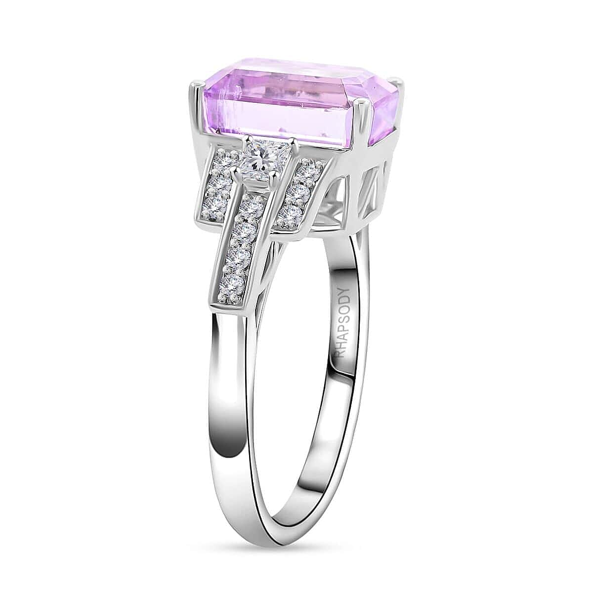 950 Platinum  AAAA  Patroke Kunzite   White Diamond  VS Ring 6.00 pc,  Platinum Wt. 7.87 Gms  6.000  Ct. 7953896 3