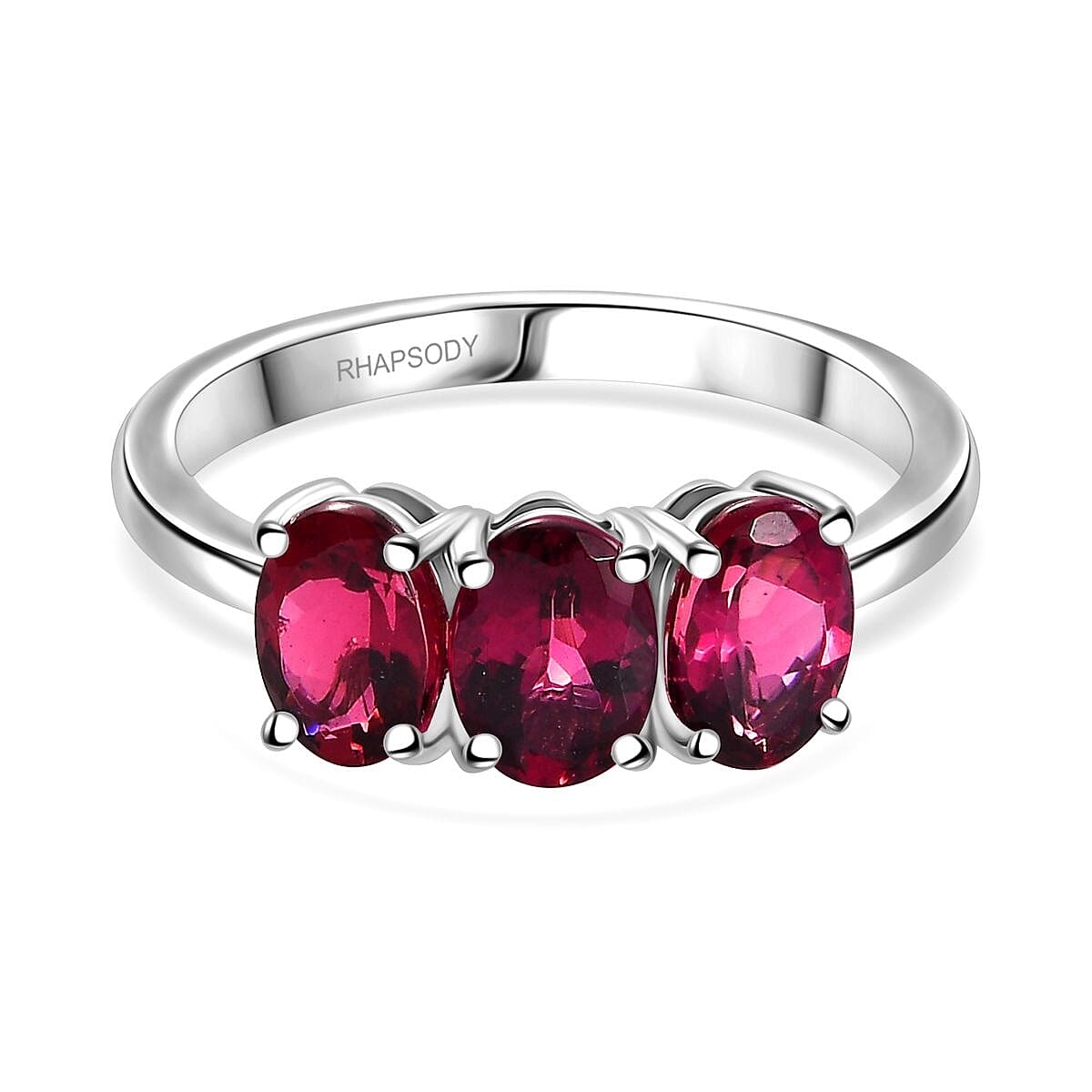 RHAPSODY - 950 Platinum AAAA IBADAN Rubellite Trilogy Ring 2.45 Cts. 7998188 0