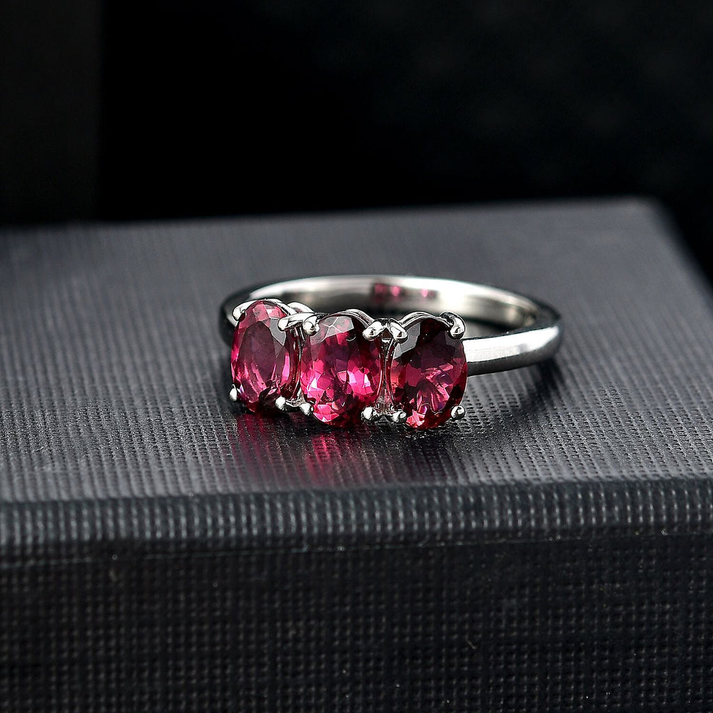 RARE FIND - RHAPSODY - 950 Platinum AAAA IBADAN Rubellite Trilogy Ring 2.45 Ct.