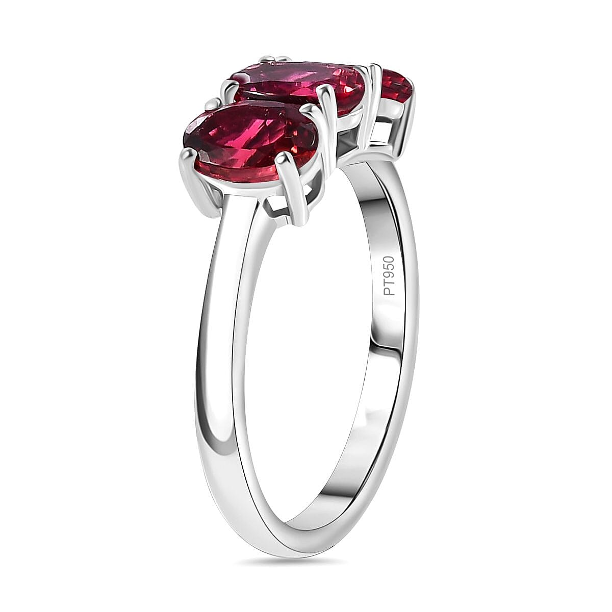 RHAPSODY - 950 Platinum AAAA IBADAN Rubellite Trilogy Ring 2.45 Cts. 7998188 4