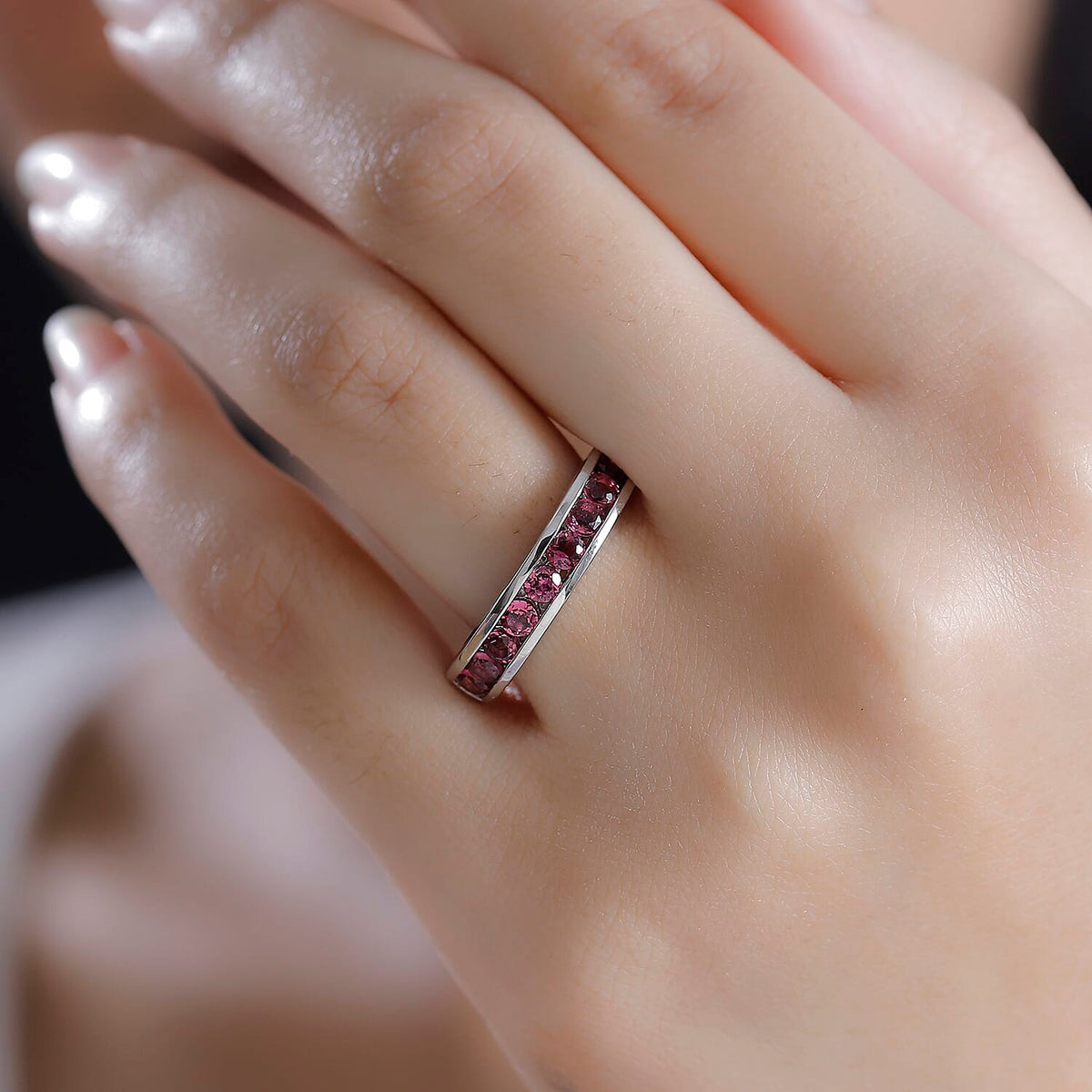 950 Platinum  AAAA  Rubellite  Band Ring 1.44 ct,  Platinum Wt. 7.3 Gms  1.440  Ct. 7997221 2