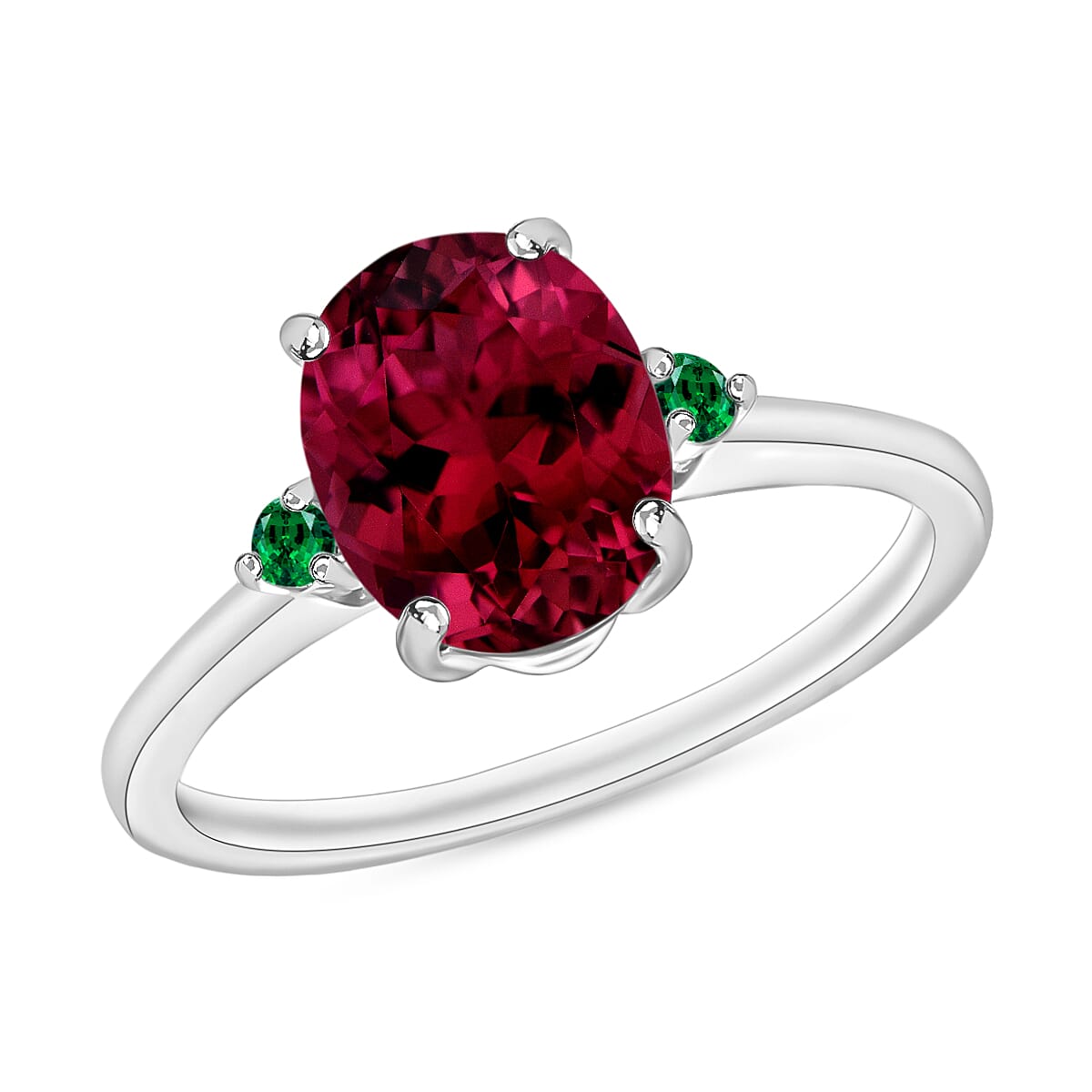 950 Platinum AAAA Rubellite Colombian Emerald Classic Solitaire Ring in Platinum Wt. 5.5 grams, 2.50 Ct 8005766 0