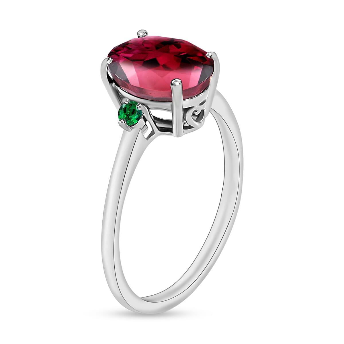 950 Platinum AAAA Rubellite Colombian Emerald Classic Solitaire Ring in Platinum Wt. 5.5 grams, 2.50 Ct 8005766 2