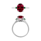950 Platinum  AAAA  Rubellite   Colombian Emerald  Main Stone With Side Stone Ring 2.50 ct,  Platinum Wt. 5.5 Gms  2.500  Ct.