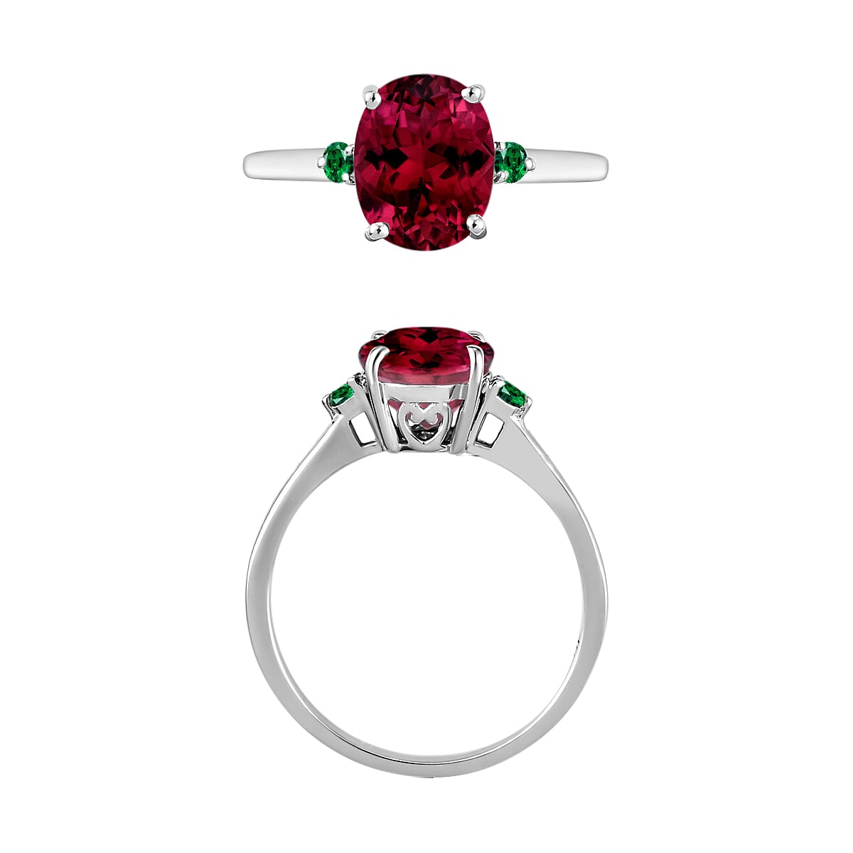 950 Platinum AAAA Rubellite Colombian Emerald Classic Solitaire Ring in Platinum Wt. 5.5 grams, 2.50 Ct 8005766 3