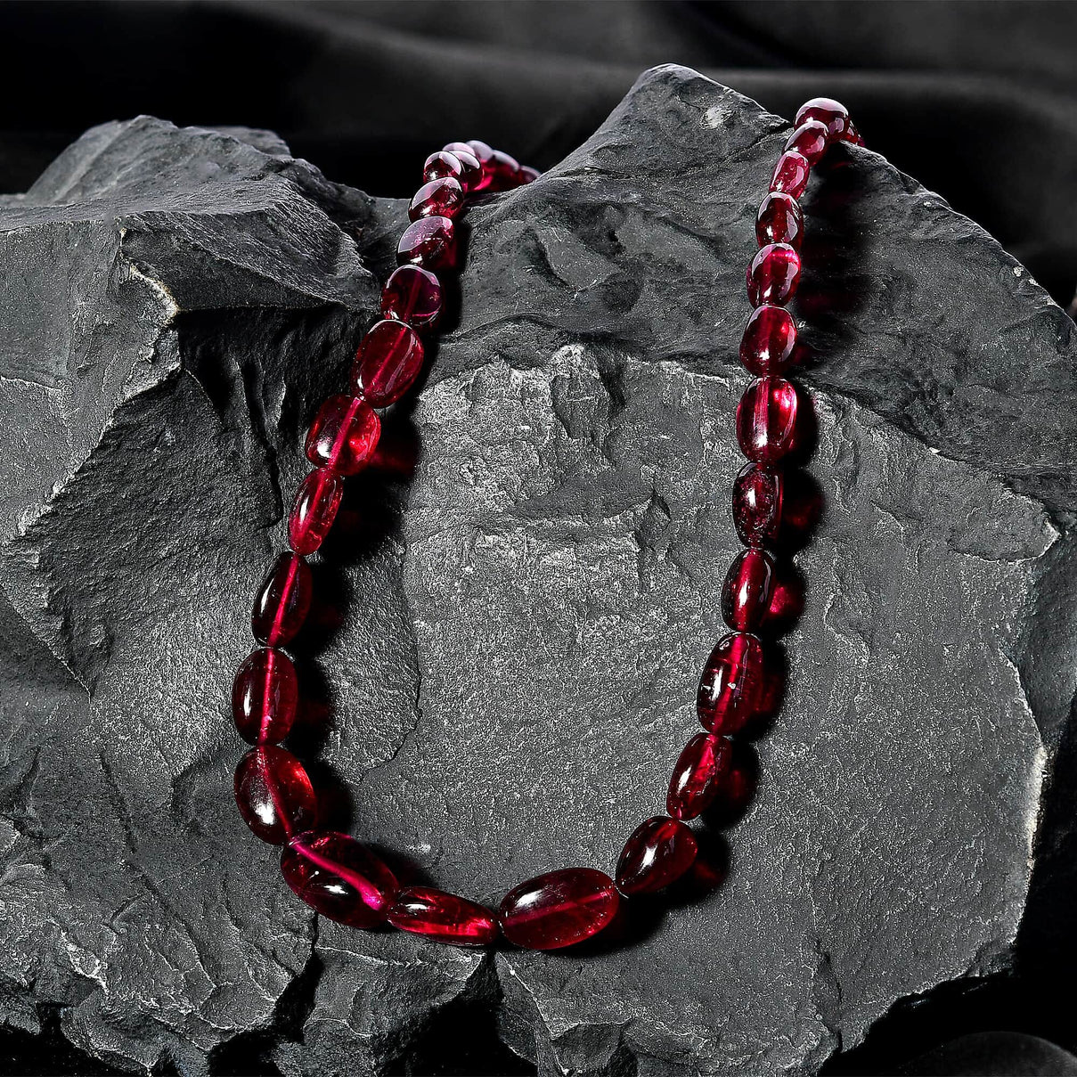 Certified &amp; Appraised 111.5 Ct. AAAA Rubellite Necklace (Size - 18) with Lobster Clasp in 950 Platinum 7669179 3