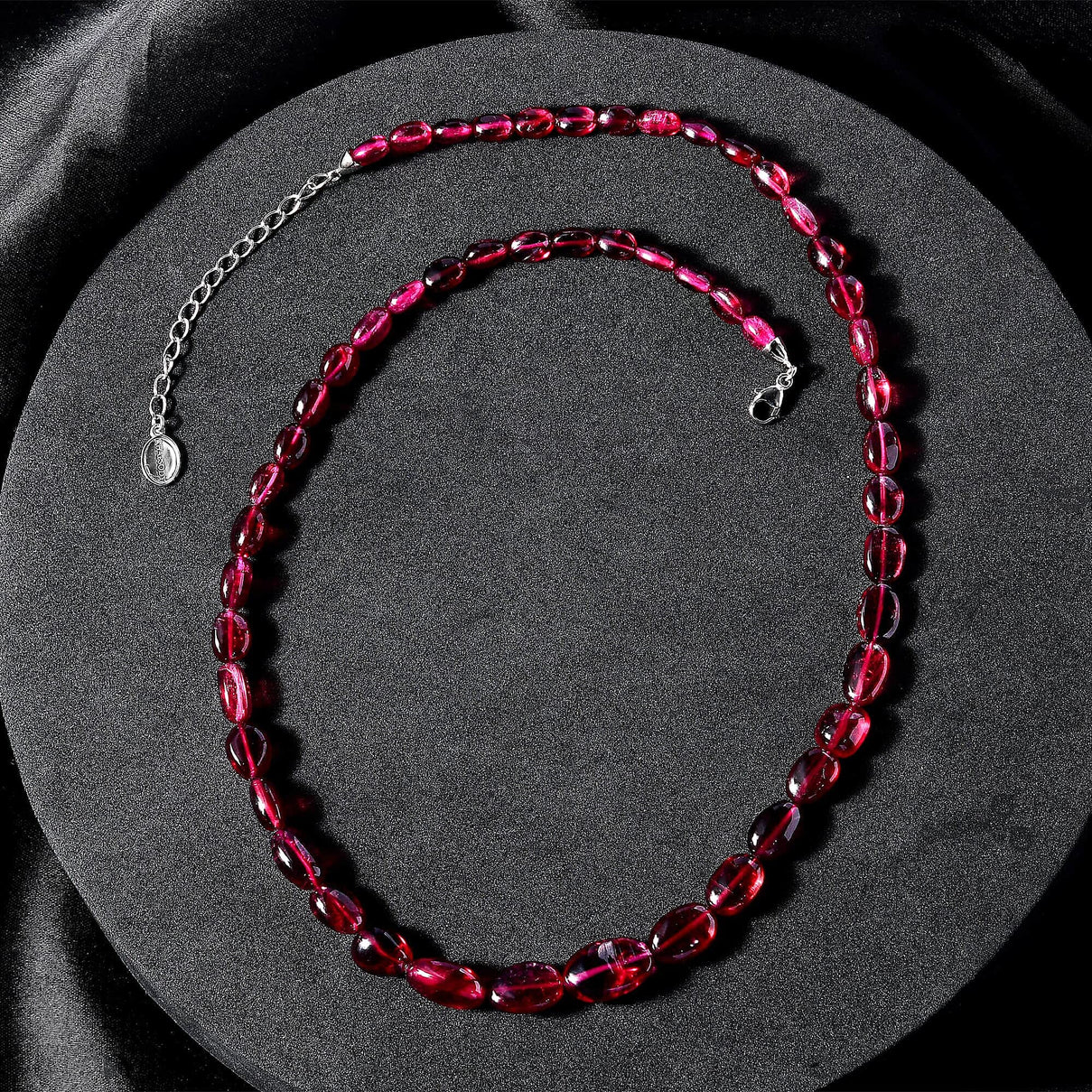 Certified &amp; Appraised 111.5 Ct. AAAA Rubellite Necklace (Size - 18) with Lobster Clasp in 950 Platinum 7669179 4