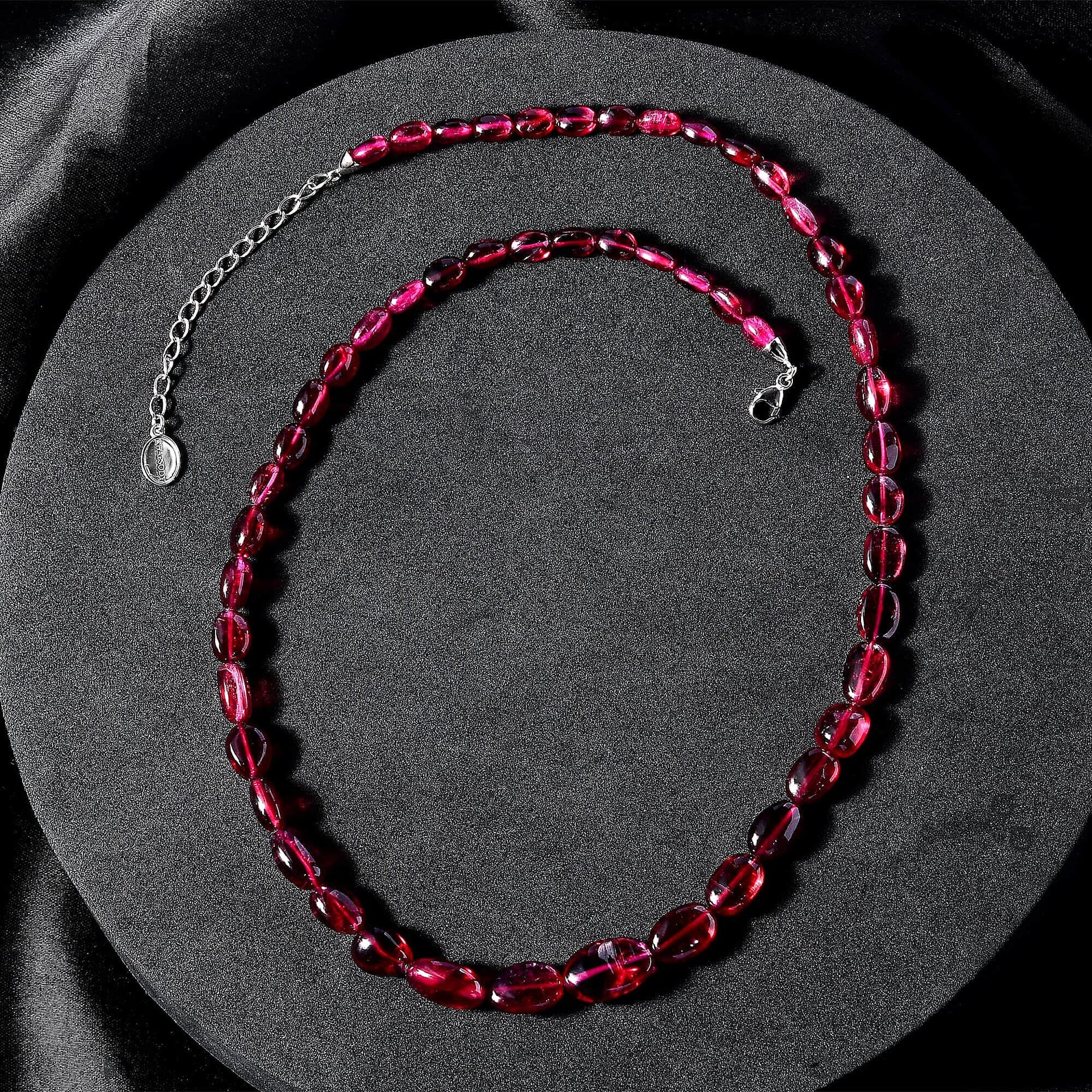 Certified &amp; Appraised 111.5 Ct. AAAA Rubellite Necklace (Size - 18) with Lobster Clasp in 950 Platinum 7669179 4