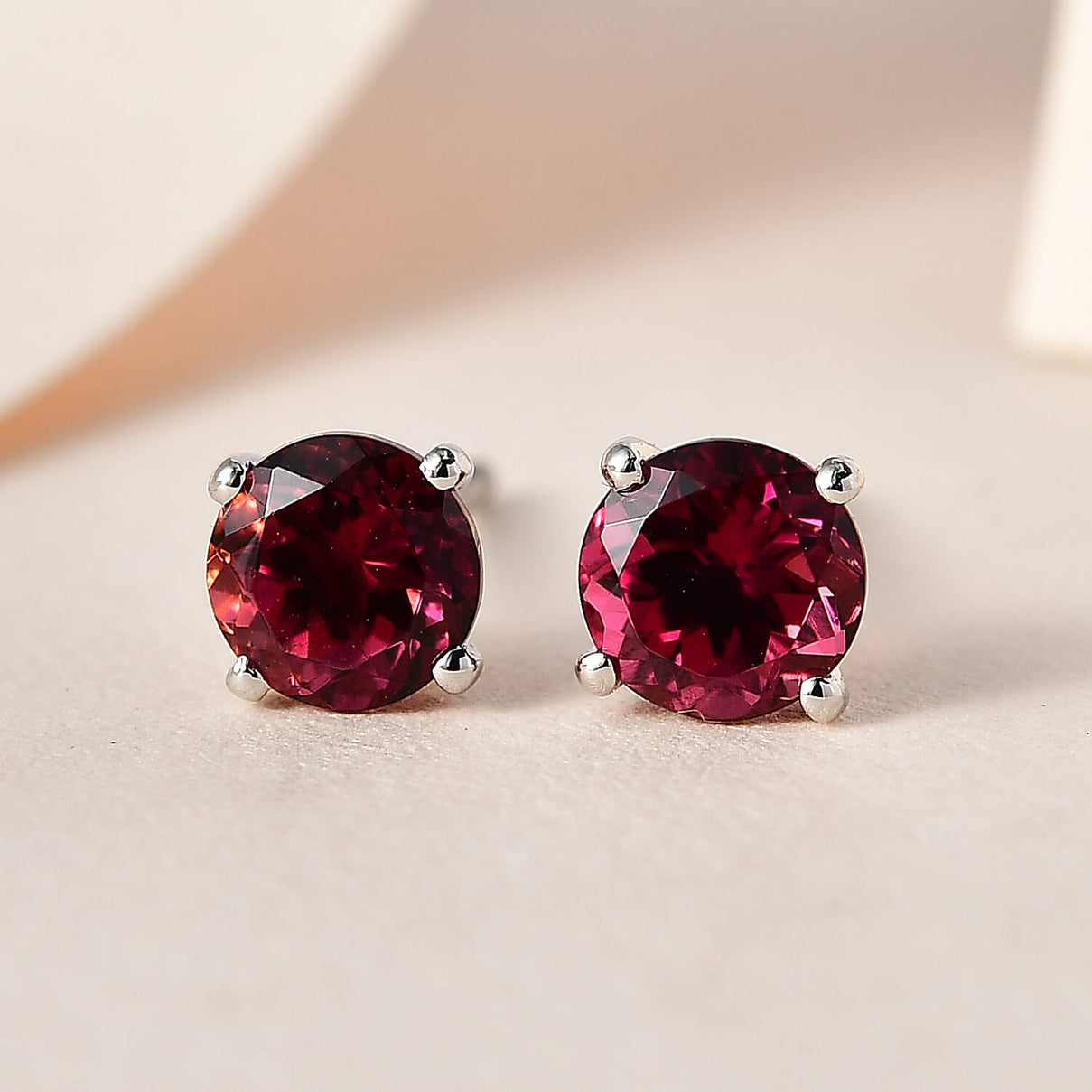 RHAPSODY AAAA Rubellite Solitaire Stud Push Post Earring in 950 Platinum 1.03 ct, Platinum Wt. 1.44 Gms 1.030 Ct. 7612519 1