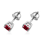 950 Platinum  AAAA  Rubellite  Solitaire Stud Push Post Earring 1.30 ct,  Platinum Wt. 2.7 Gms  1.300  Ct.