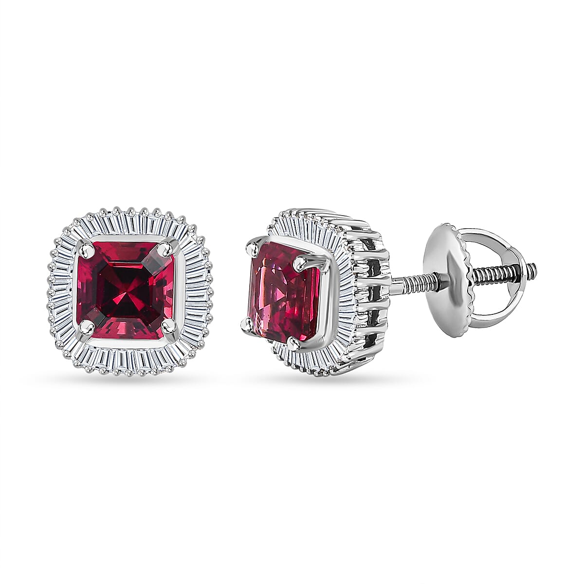 950 Platinum AAAA Rubellite and Diamond (EF-VS) Stud Earrings 1.70 Ct 7570431 0