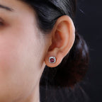 950 Platinum AAAA Rubellite and Diamond (EF-VS) Stud Earrings 1.70 Ct