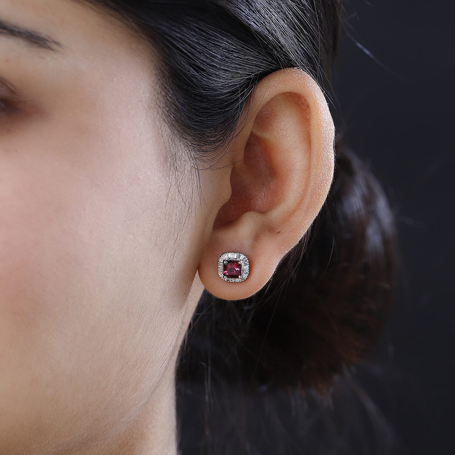 950 Platinum AAAA Rubellite and Diamond (EF-VS) Stud Earrings 1.70 Ct 7570431 3