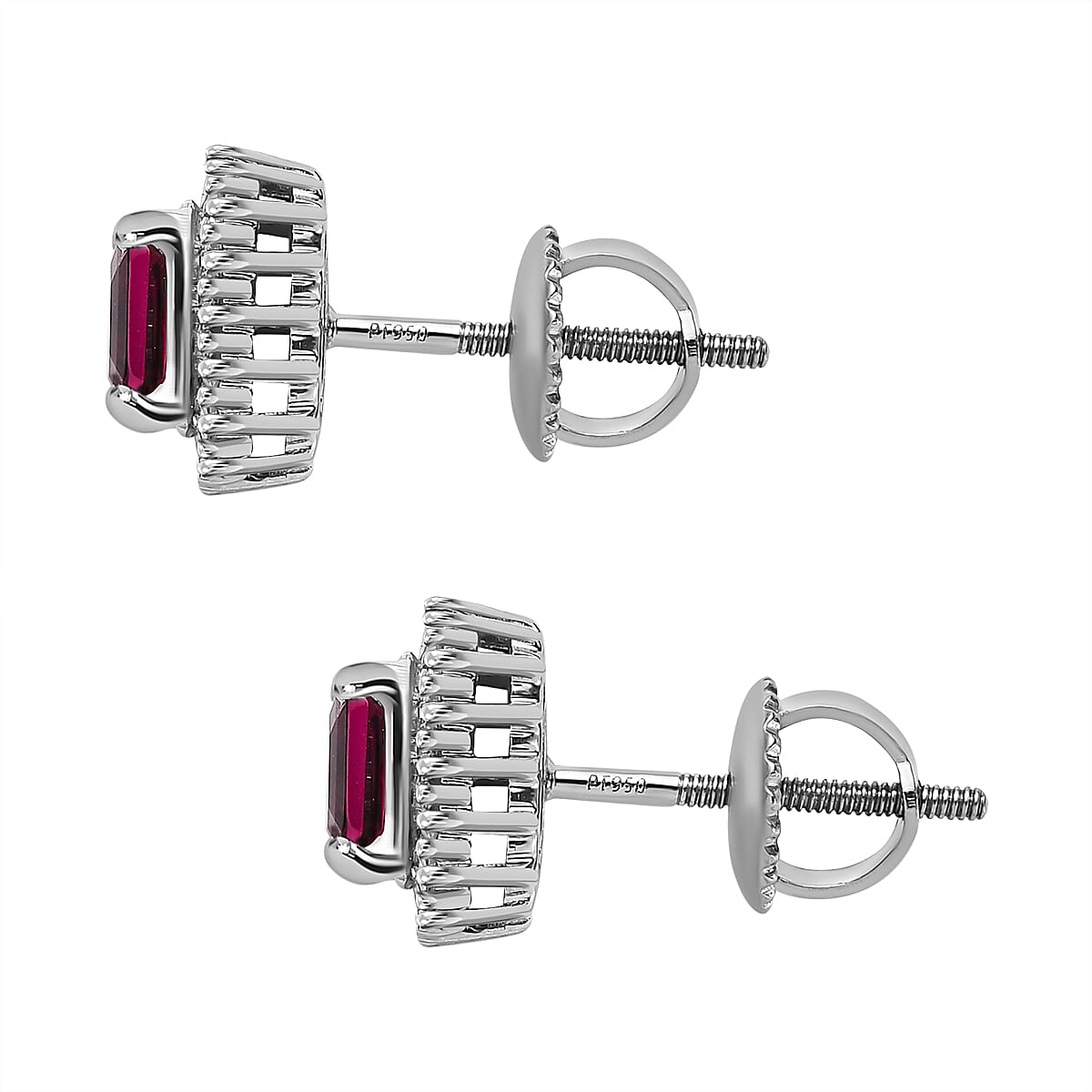 950 Platinum AAAA Rubellite and Diamond (EF-VS) Stud Earrings 1.70 Ct 7570431 4