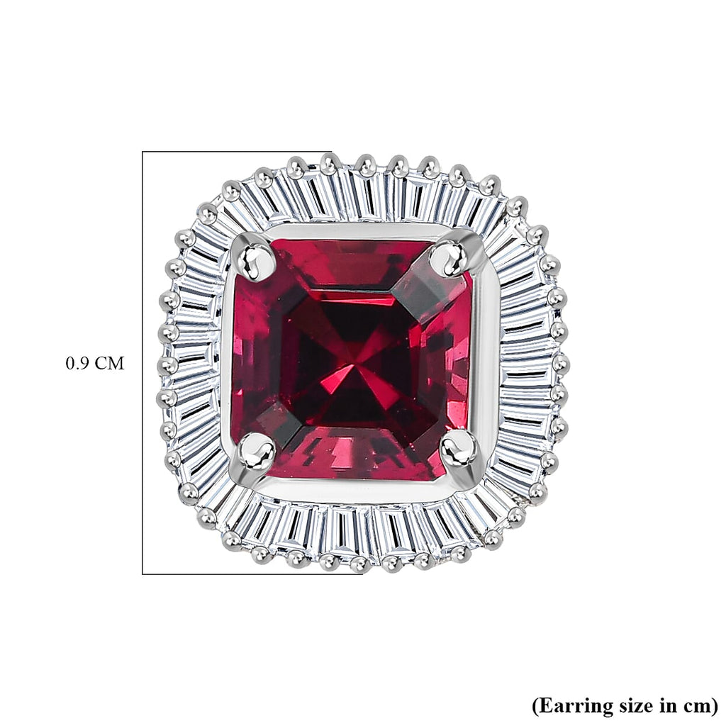 950 Platinum AAAA Rubellite and Diamond (EF-VS) Stud Earrings 1.70 Ct