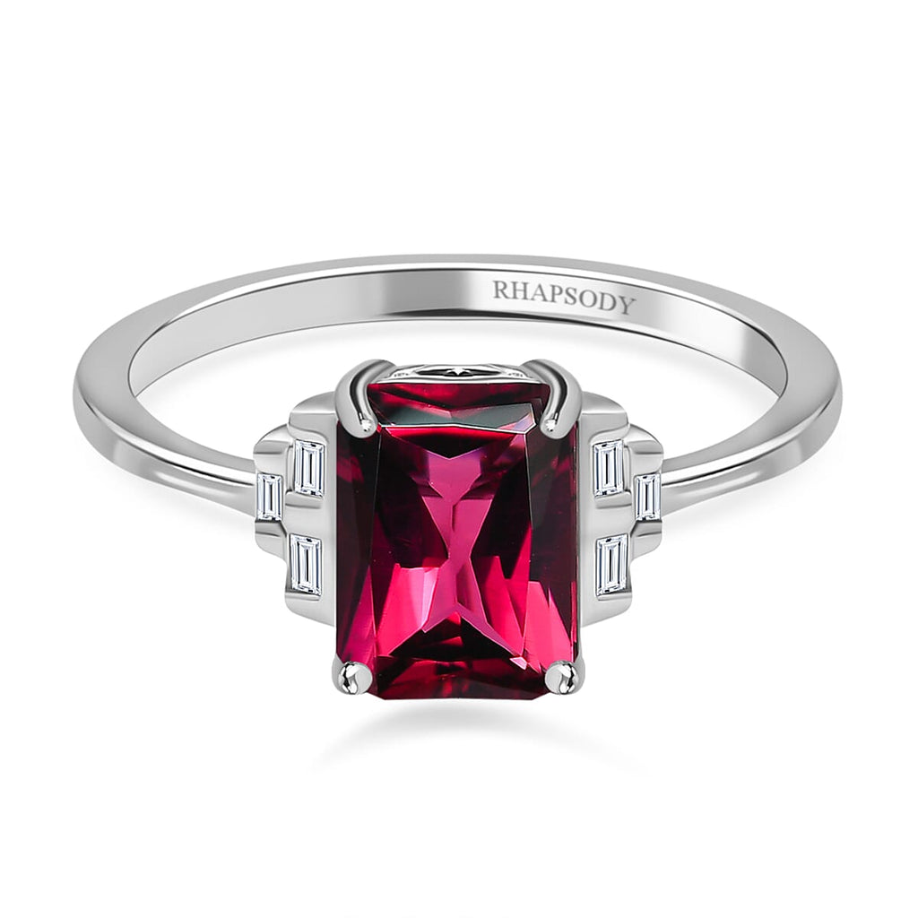 RHAPSODY 950 Platinum AAAA Rubellite & White Diamond (VS-E-F) Ring 1.65 Ct.
