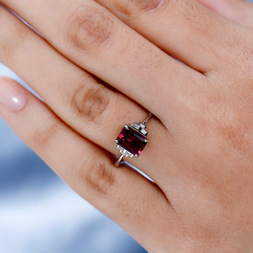 RHAPSODY 950 Platinum AAAA Rubellite & White Diamond (VS-E-F) Ring 1.65 Ct.
