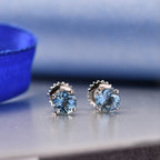 950 Platinum AAAA Brazilian Santa Maria Aquamarine Solitaire Stud Earring with Screw Back 1.07 Ct