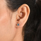 950 Platinum AAAA Brazilian Santa Maria Aquamarine Solitaire Stud Earring with Screw Back 1.07 Ct