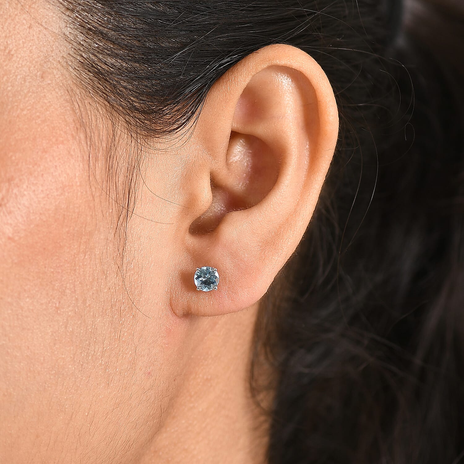 950 Platinum AAAA  Santa Maria Aquamarine Solitaire Stud Earring with Screw Back 1.07 Ct 8495455 3