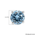 950 Platinum AAAA Brazilian Santa Maria Aquamarine Solitaire Stud Earring with Screw Back 1.07 Ct