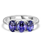 950 Platinum AAAA Tanzanite Trilogy Ring 2.48 Ct, Platinum Wt. 3.90 Gms.