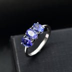 950 Platinum AAAA Tanzanite Trilogy Ring 2.48 Ct, Platinum Wt. 3.90 Gms.