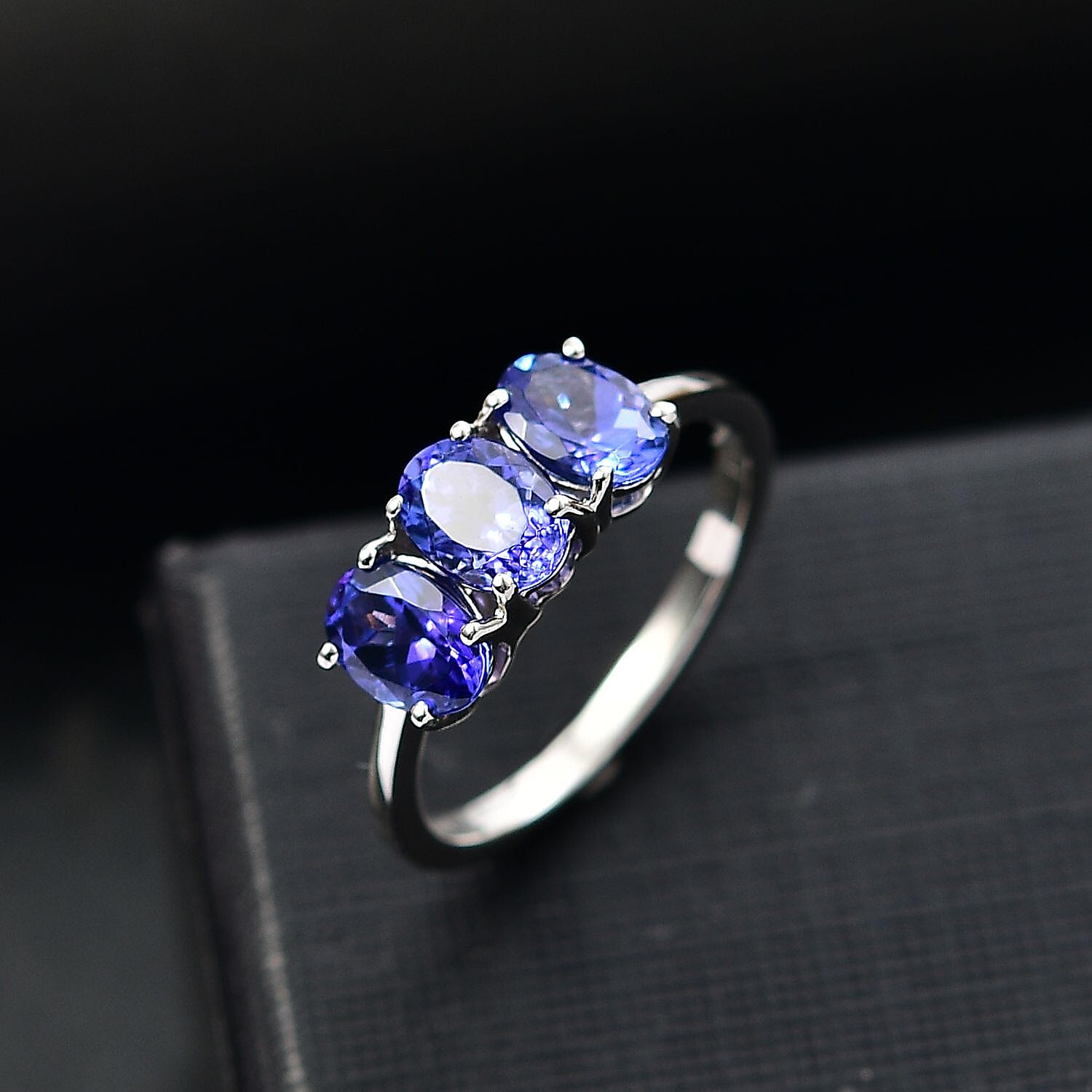 950 Platinum AAAA Tanzanite Trilogy Ring 2.48 Ct, Platinum Wt. 3.90 Gms. 8024284 1
