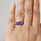 950 Platinum AAAA Tanzanite Trilogy Ring 2.48 Ct, Platinum Wt. 3.90 Gms.
