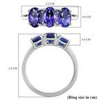 950 Platinum AAAA Tanzanite Trilogy Ring 2.48 Ct, Platinum Wt. 3.90 Gms.