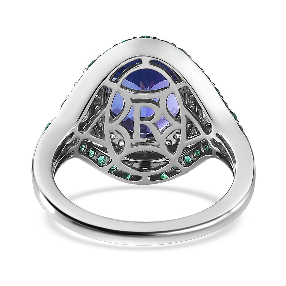 RHAPSODY 950 Platinum AAAA Tanzanite, Colombian Emerald, White Diamond (VS/E-F) Ring 5.00 ct. 7929839 5