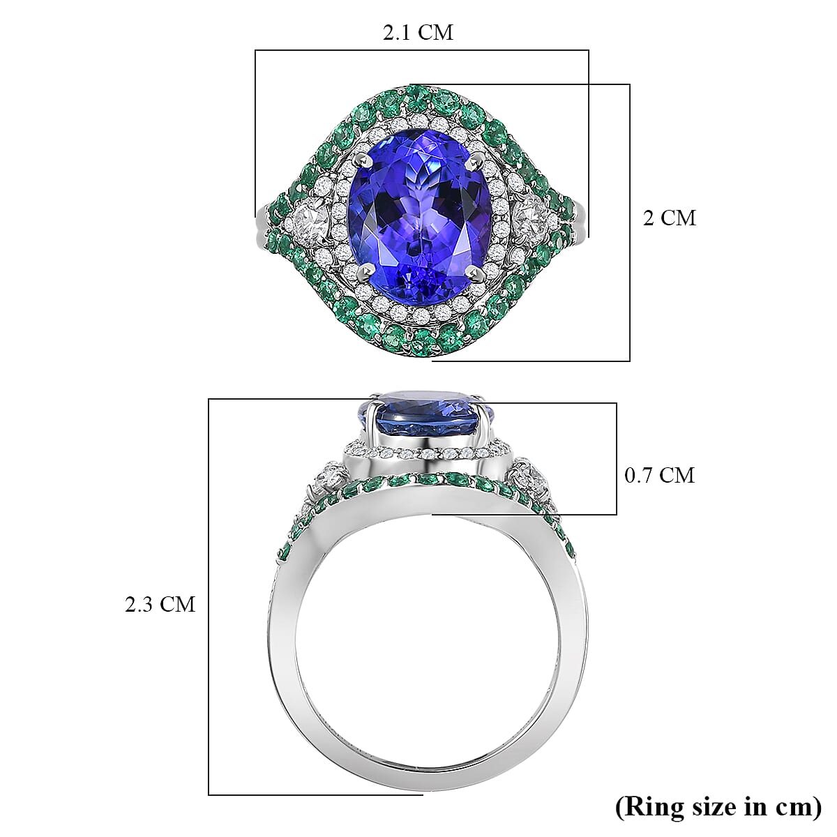 RHAPSODY 950 Platinum AAAA Tanzanite, Colombian Emerald, White Diamond (VS/E-F) Ring 5.00 ct. 7929839 6