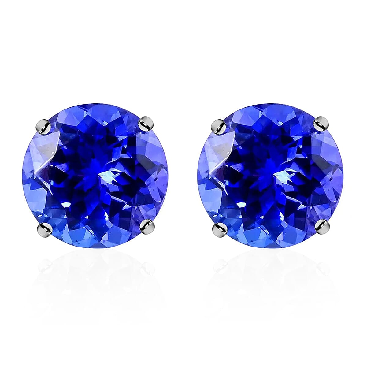 Certified & Appraised Rhapsody 950 Platinum AAAA Tanzanite Round Stud Earrings 2.30 Ct.