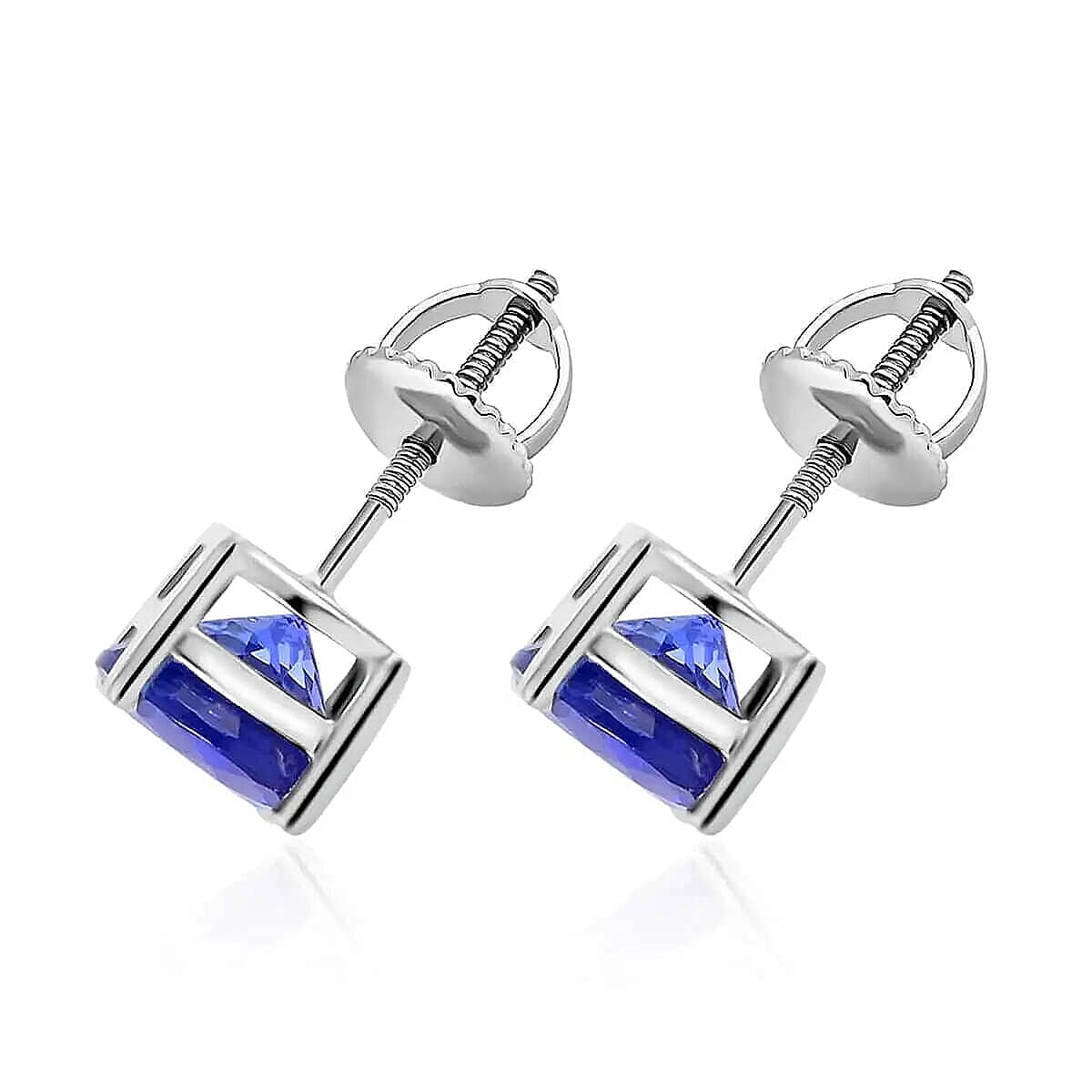 Certified &amp; Appraised Rhapsody 950 Platinum AAAA Tanzanite Round Stud Earrings 2.30 Ct. V32508617 4