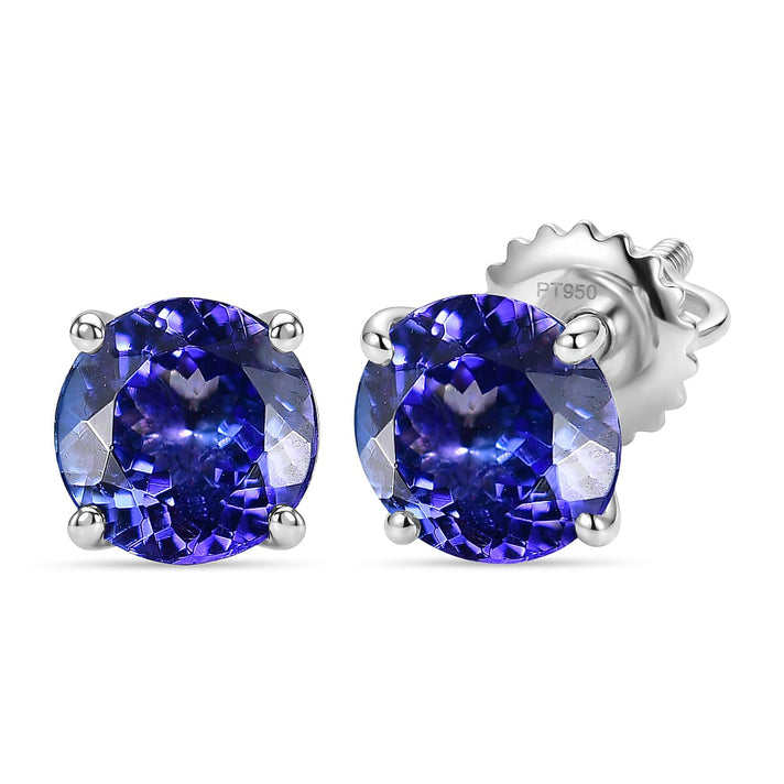 RHAPSODY - 950 Platinum AAAA Tanzanite Intense Vivid Solitaire Earring with Screw Back 2.70 Ct 8358294 1