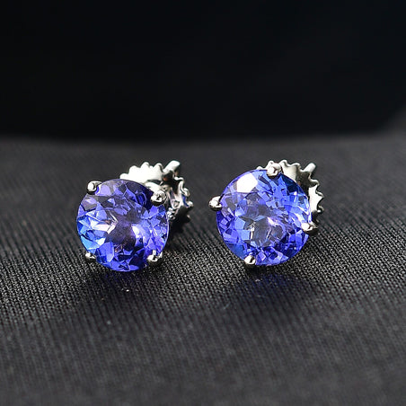 RHAPSODY - 950 Platinum AAAA Tanzanite Intense Vivid Solitaire Earring with Screw Back 2.70 Ct 8358294 2