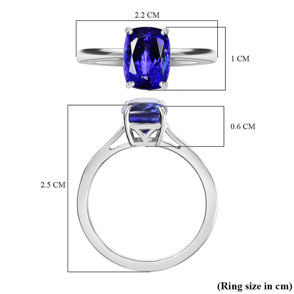 RHAPSODY 950 Platinum AAAA Tanzanite Solitaire Ring 3.08 Ct, Platinum Wt. 5.01 Gms.