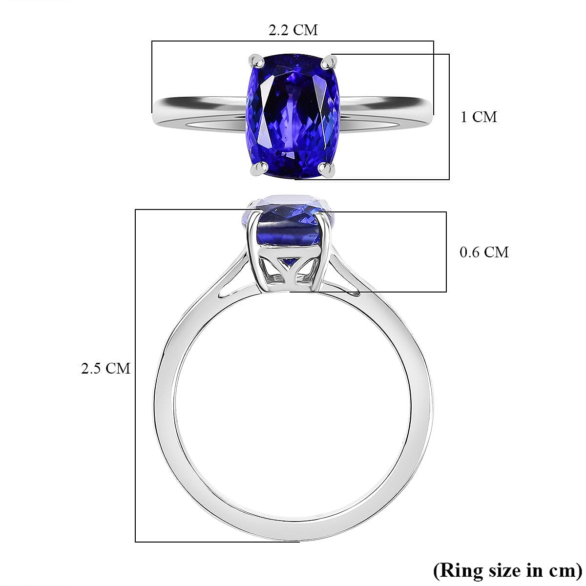 RHAPSODY 3.08 Ct. AAAA Tanzanite Solitaire Ring in 950 Platinum 8034686 6