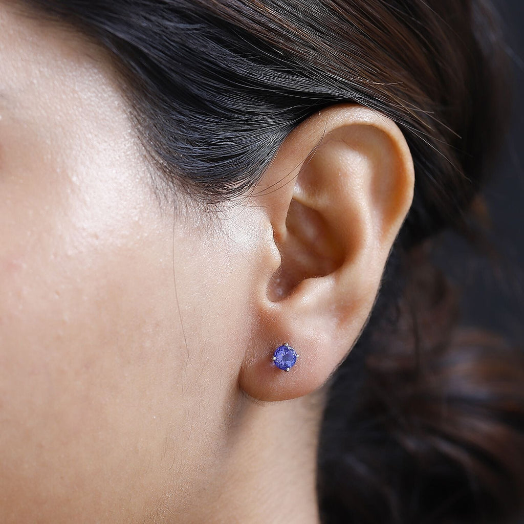 RHAPSODY 950 Platinum AAAA Tanzanite Solitaire Stud Earrings 1.10 Ct.