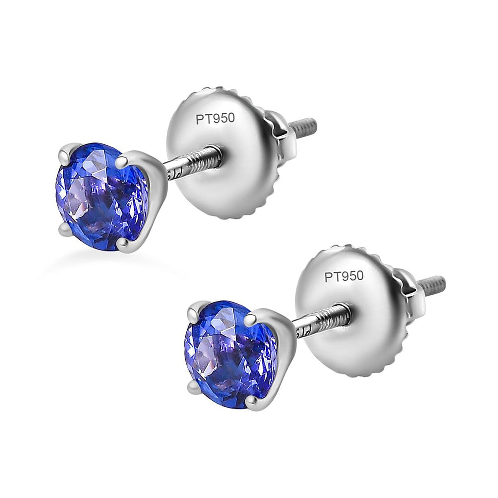 RHAPSODY 950 Platinum AAAA Tanzanite Solitaire Stud Earrings 1.10 Ct.