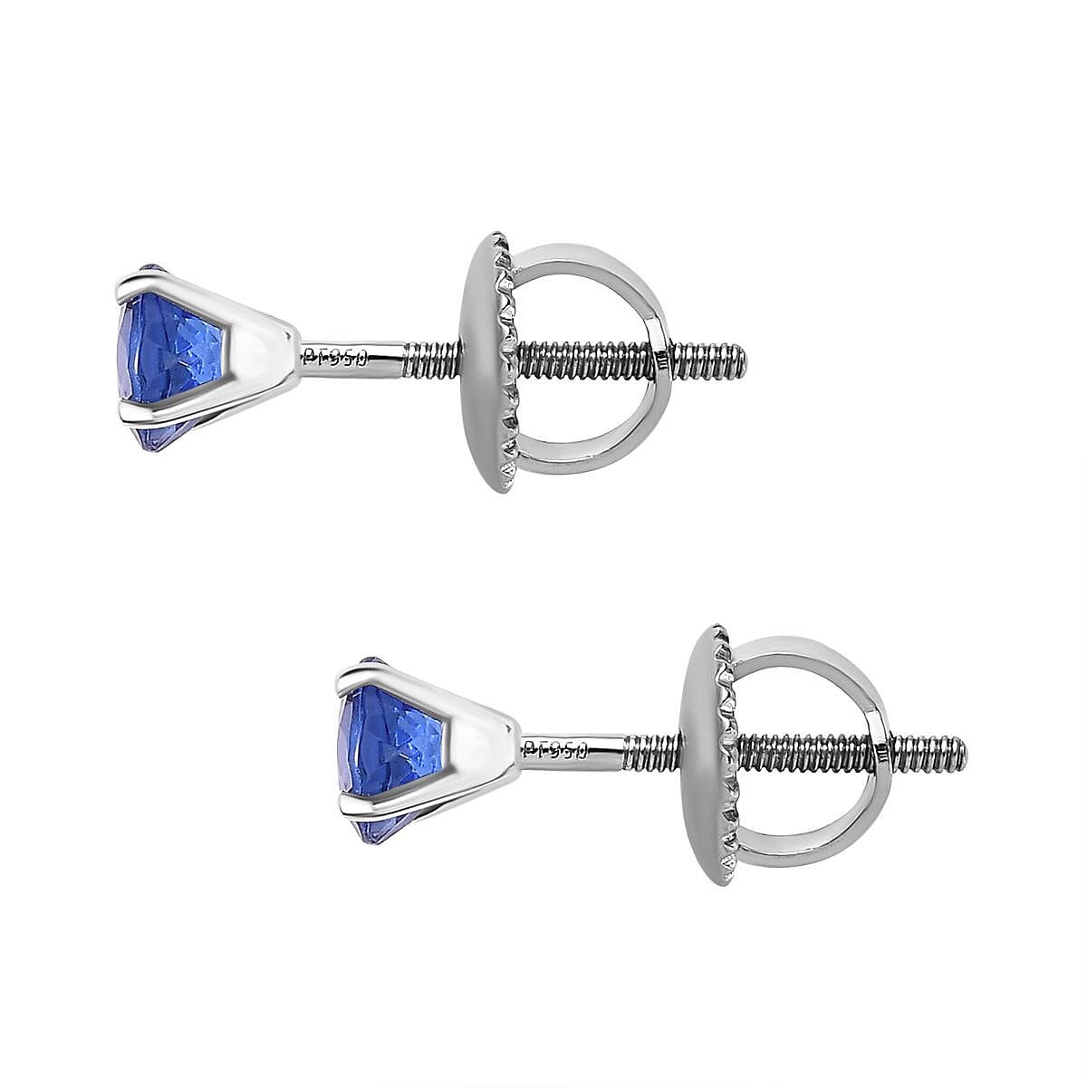 ONE TIME DOORBUSTER - RHAPSODY 950 Platinum AAAA Tanzanite Solitaire Stud Earrings (With Screw Backs) 1.10 Ct 7573349 4