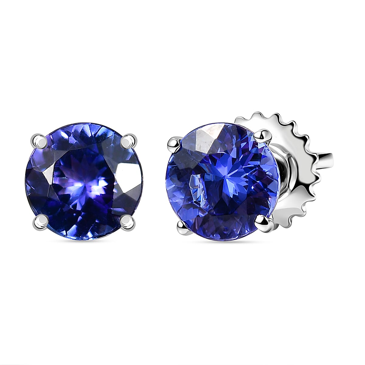 950 Platinum AAAA Tanzanite Solitaire Stud Push Post Earring with Screw Back 1.67 Ct. 8265444 0