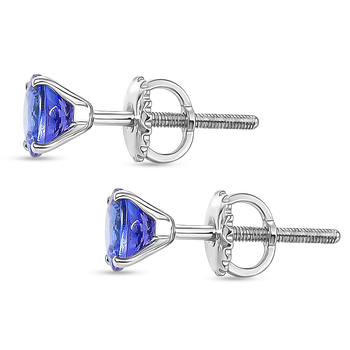 950 Platinum AAAA Tanzanite Solitaire Stud Push Post Earring with Screw Back 1.67 Ct. 8265444 4