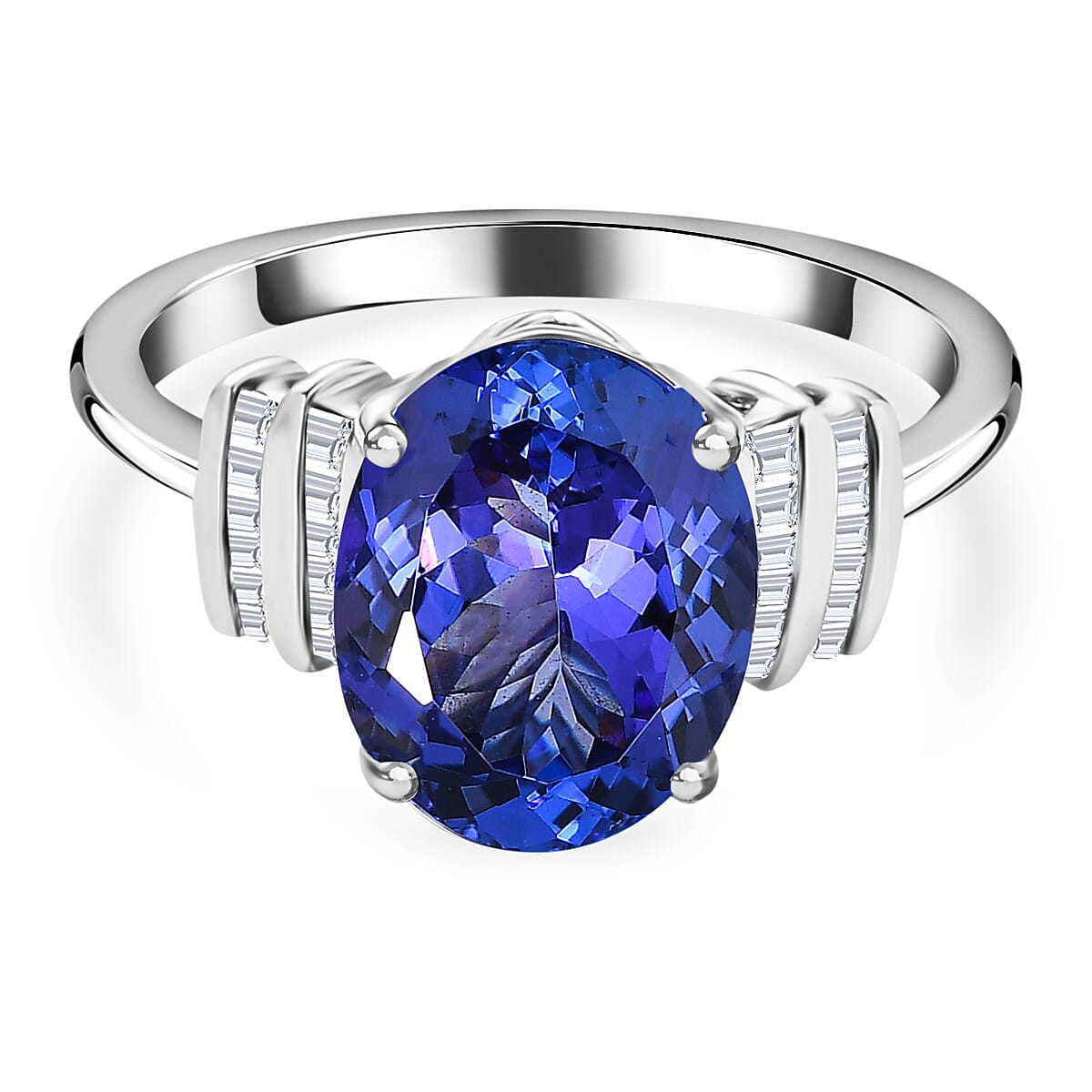 RHAPSODY Tanzanite and Diamond (VS-E-F) Ring in  950 Platinum 5.22 Ct, Platinum Wt. 6.11 GM 7660270 0