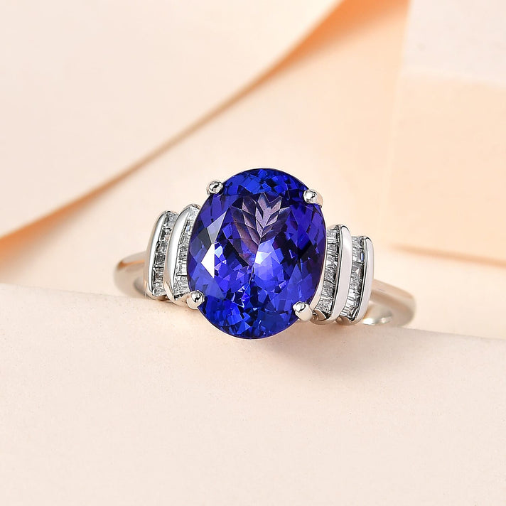 RHAPSODY Tanzanite and Diamond (VS-E-F) Ring in  950 Platinum 5.22 Ct, Platinum Wt. 6.11 GM 7660270 2