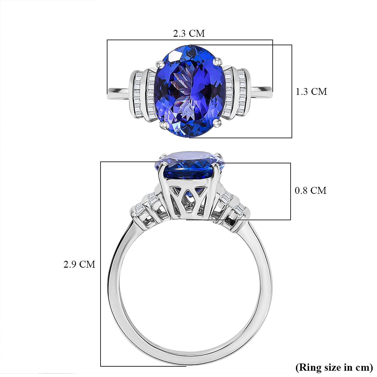 RHAPSODY Tanzanite and Diamond (VS-E-F) Ring in  950 Platinum 5.22 Ct, Platinum Wt. 6.11 GM 7660270 6