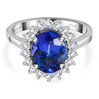 RHAPSODY 950 Platinum AAAA Tanzanite Diamond Halo Ring 3.50 Ct, Platinum Wt 6.22 GM
